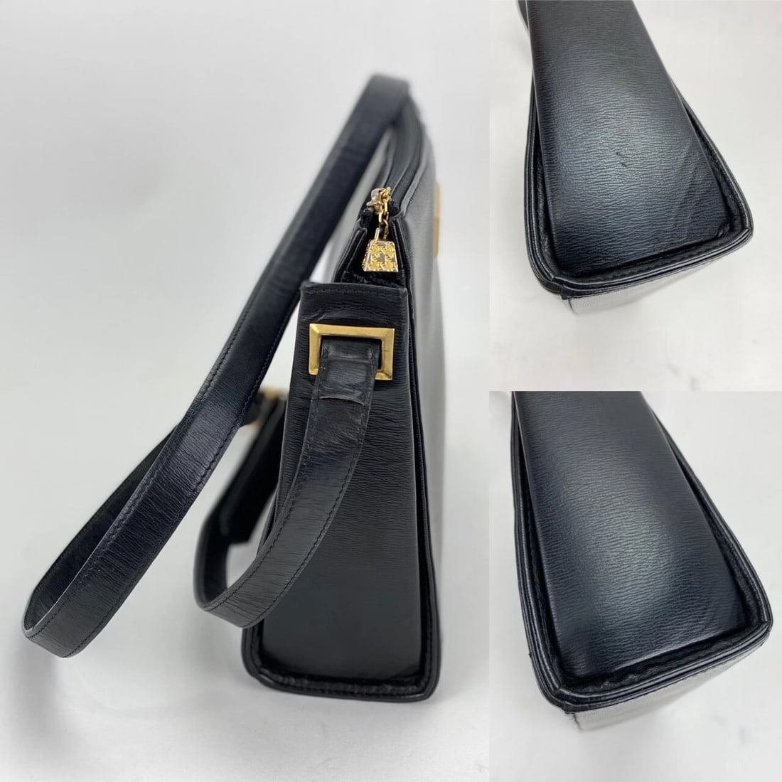 CHRISTIAN DIOR Bag Black Leather Adjustable Shoulder Bag - 7
