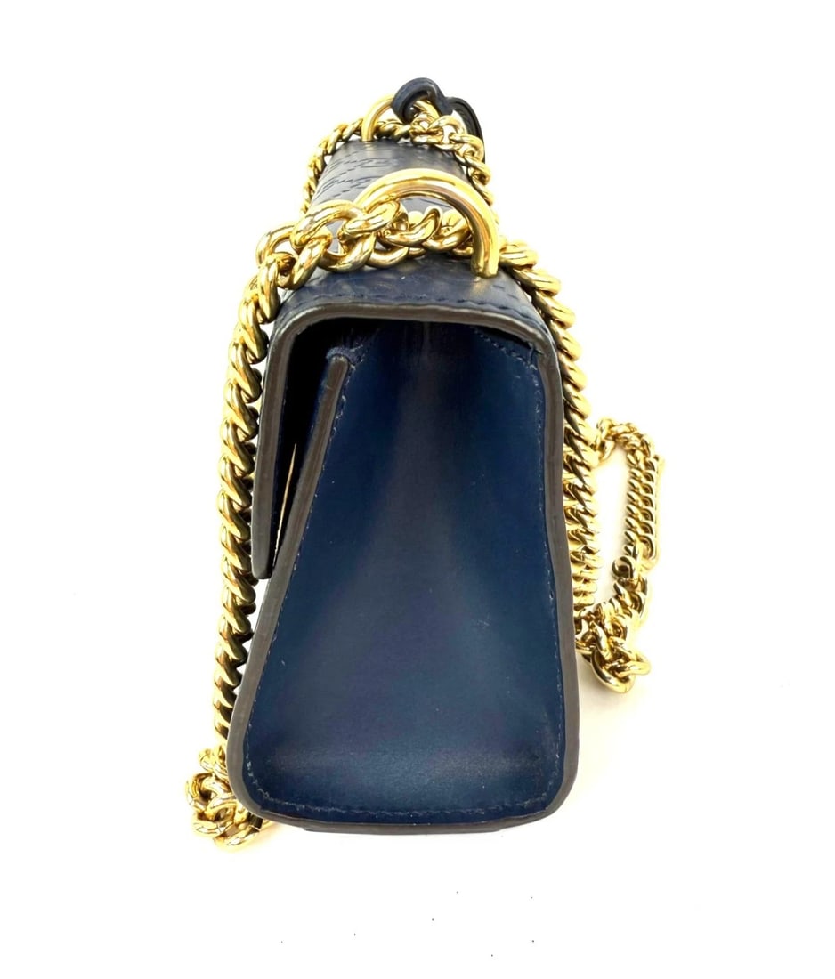 Gucci GG Supreme Small Padlock Monogram Blue Leather Shoulder Bag - 13