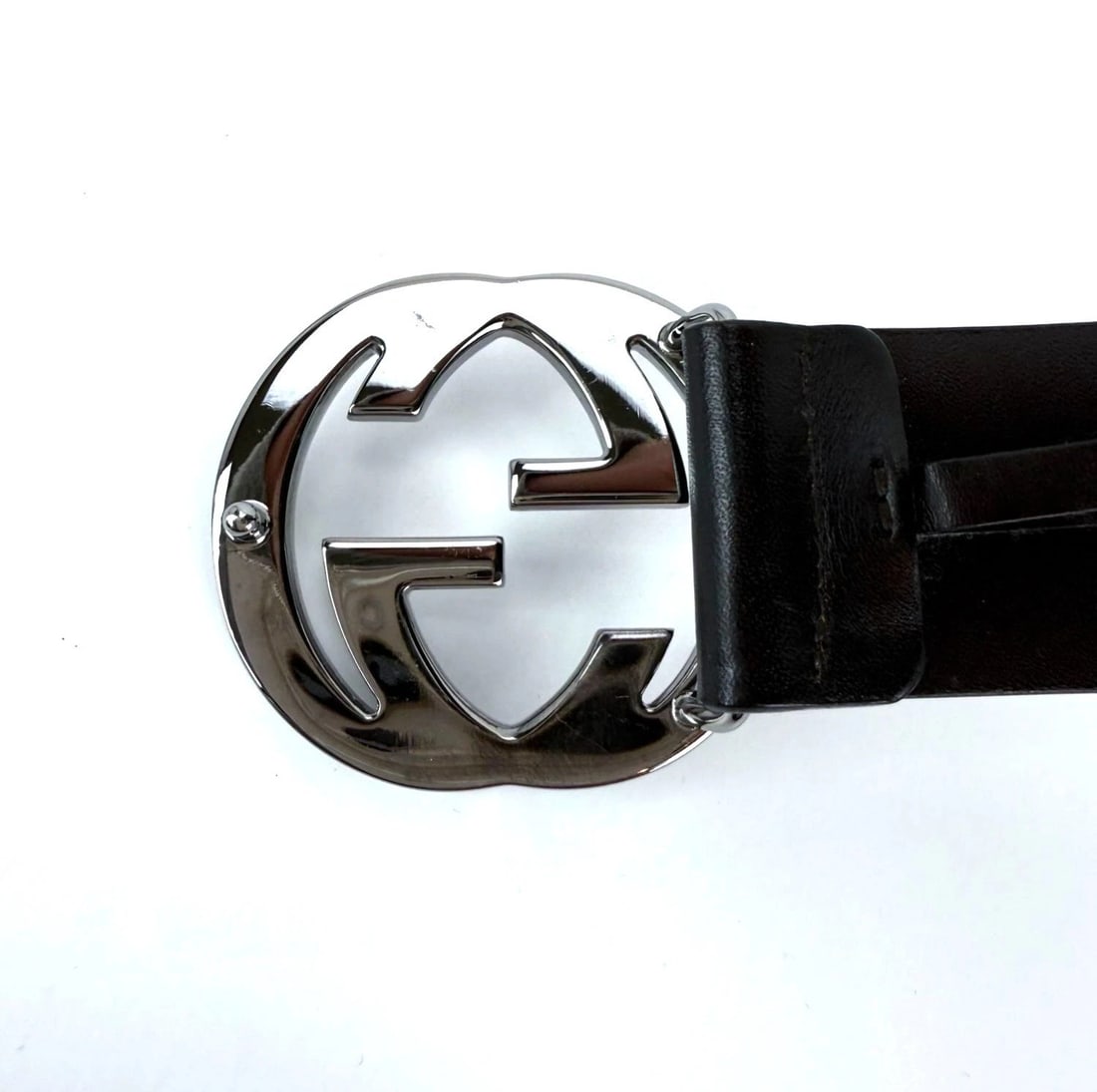 Gucci Interlocking GG Buckle Dark Brown Leather Belt Size 75 - 11