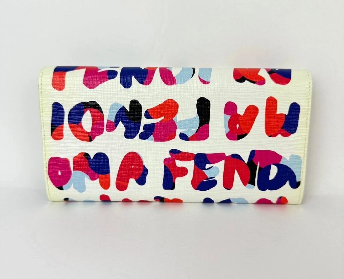 Fendi White Multicolor Vitello Elite Fendi Roma Graffiti Wallet - 2