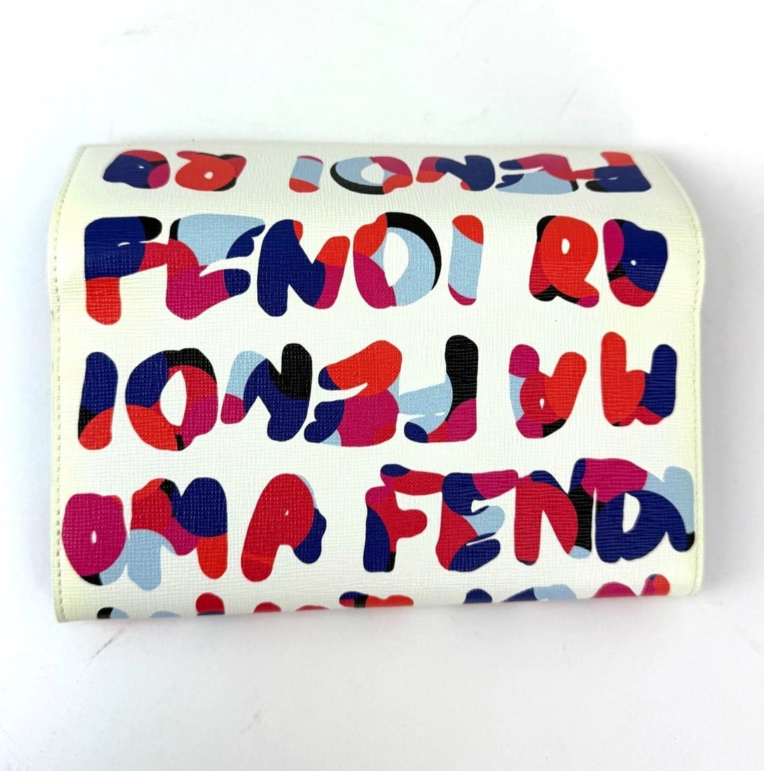 Fendi White Multicolor Vitello Elite Fendi Roma Graffiti Wallet - 3
