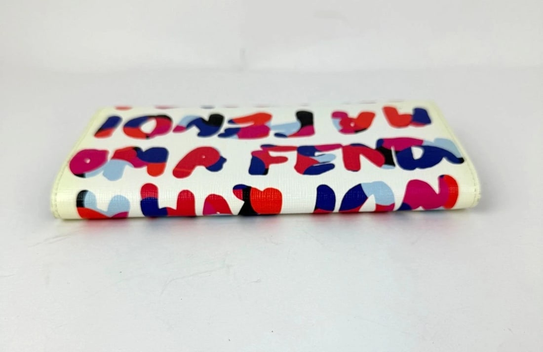 Fendi White Multicolor Vitello Elite Fendi Roma Graffiti Wallet - 4
