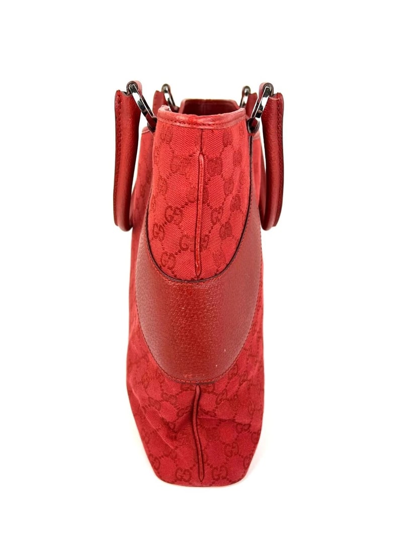 Gucci GG Canvas Red Shoulder Tote Bag - 11
