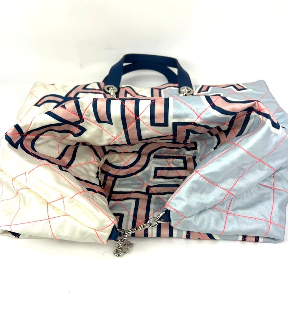 Chanel Nylon Multicolor Stitched Printed Logo Large Shopping Bag - 11