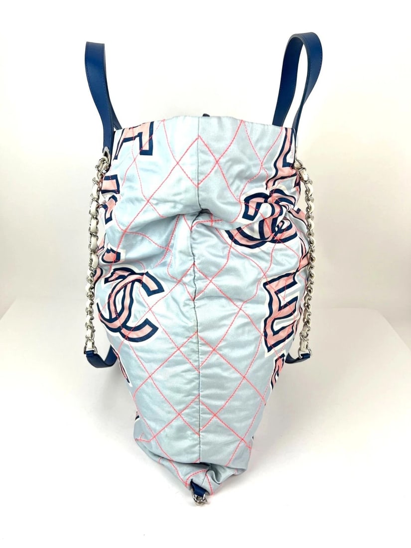 Chanel Nylon Multicolor Stitched Printed Logo Large Shopping Bag - 4