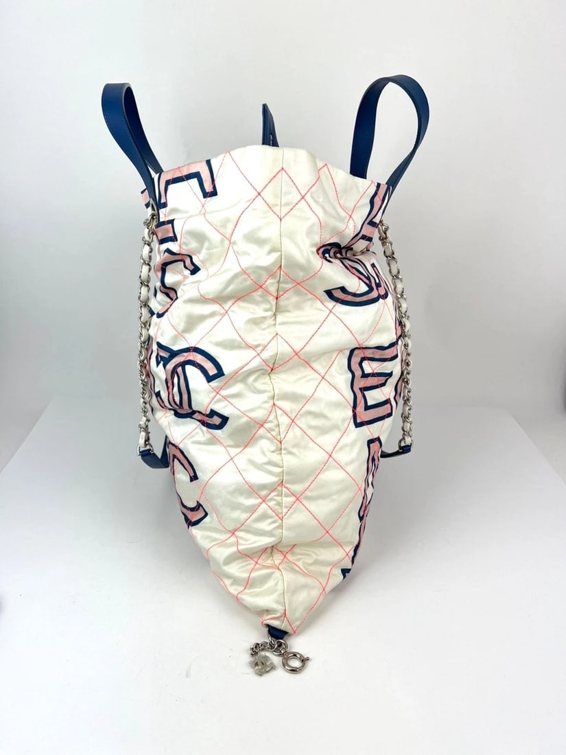 Chanel Nylon Multicolor Stitched Printed Logo Large Shopping Bag - 5