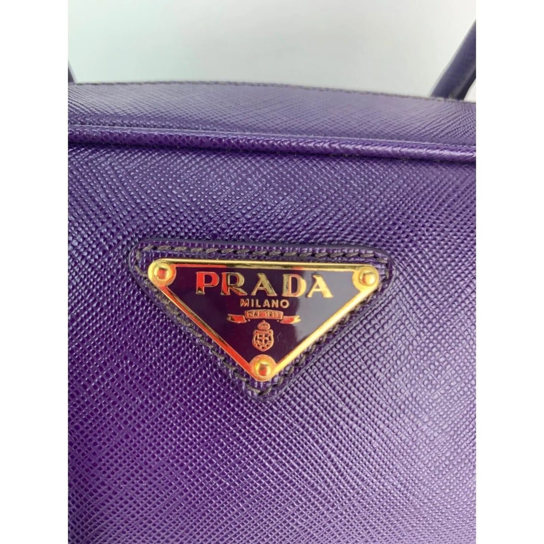 Prada Saffiano Leather Lux Small Top Handle Viola Purple Handbag - 10