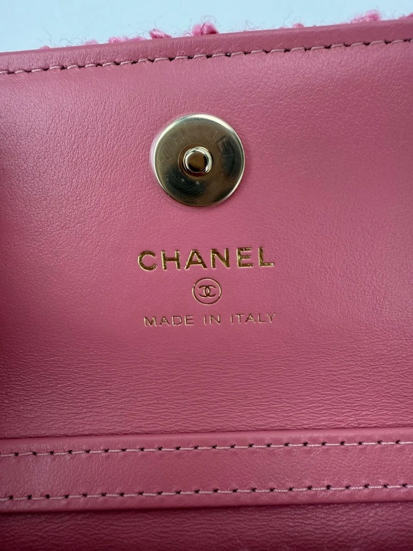 Chanel Tweed Quilted Mini Flap Pink Chain Waist Shoulder Bag - 8