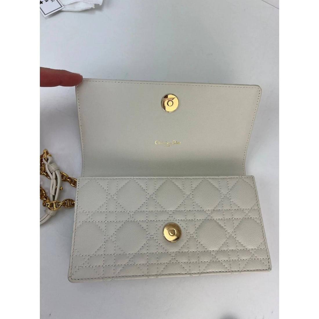 Christian Dior Caro Cannage White Leather Belt Bag Clutch - 3