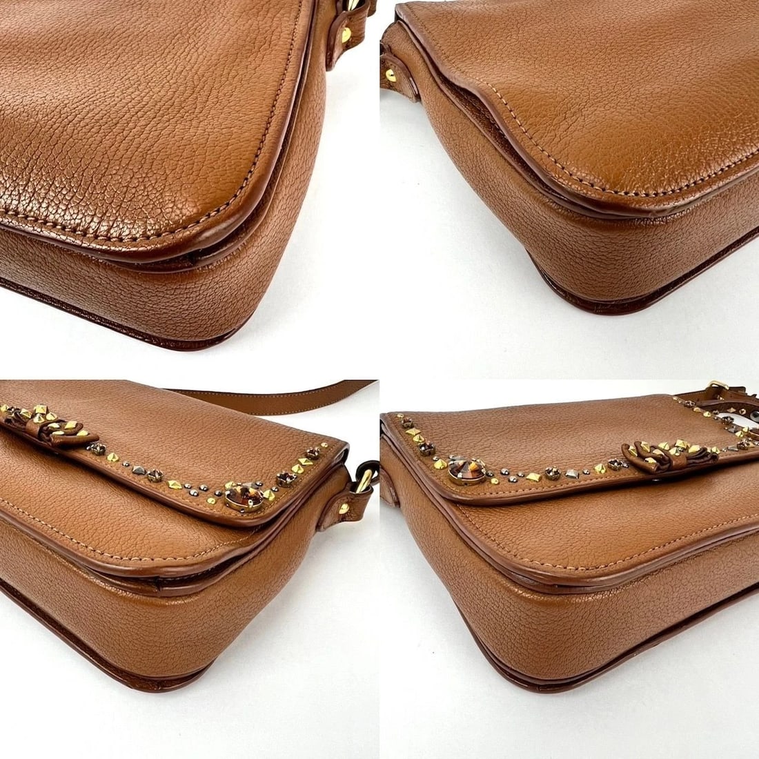 Miu Miu Madres Brown Leather Crystals Crossbody - 17
