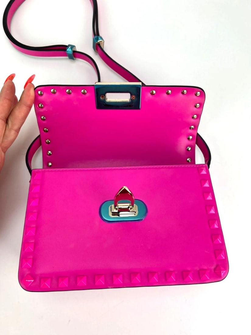 Valentino Gavavani Small Rockstud Pink Leather Shoulder Bag - 10
