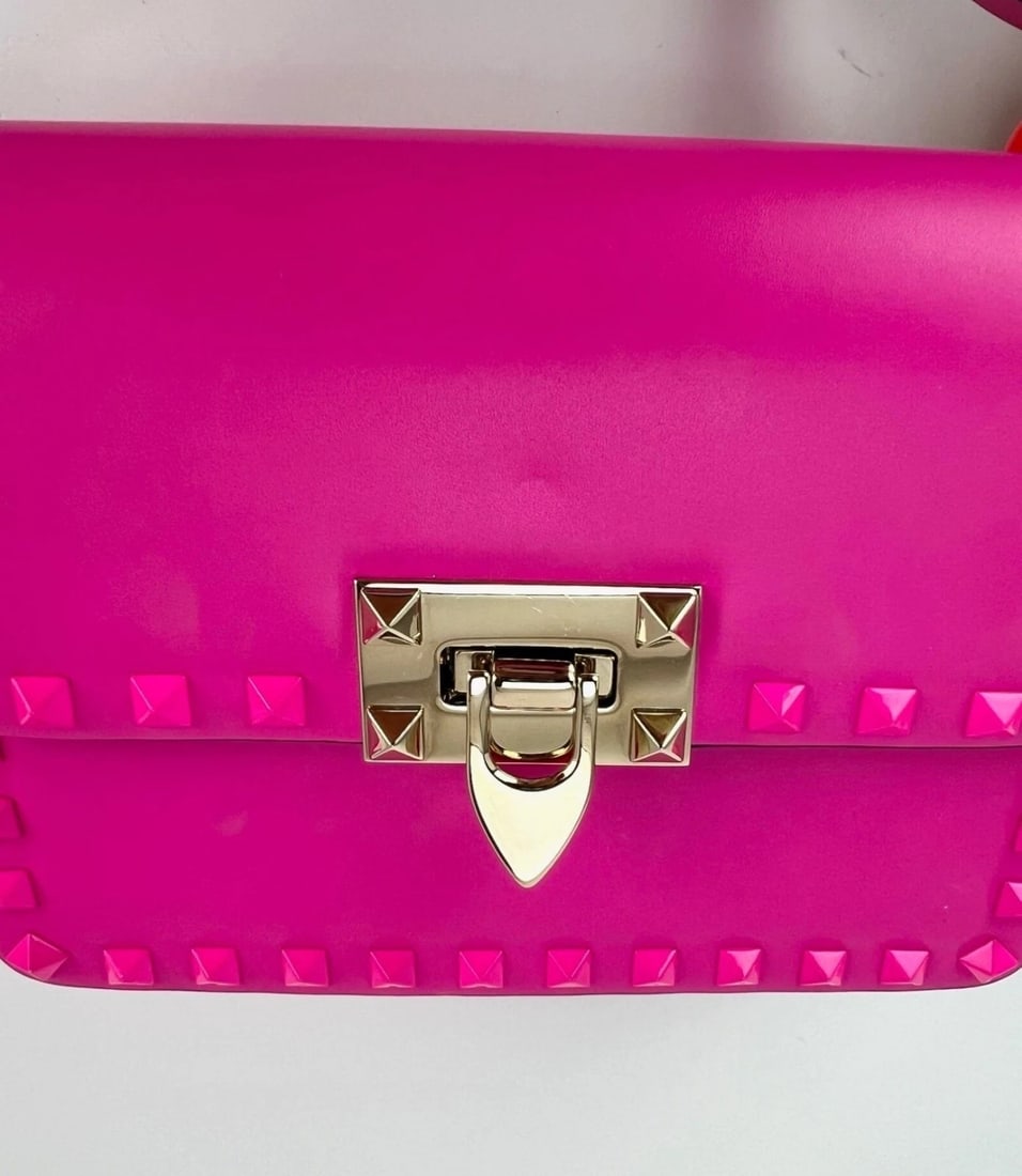 Valentino Gavavani Small Rockstud Pink Leather Shoulder Bag - 14