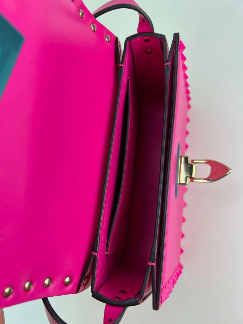 Valentino Gavavani Small Rockstud Pink Leather Shoulder Bag - 9