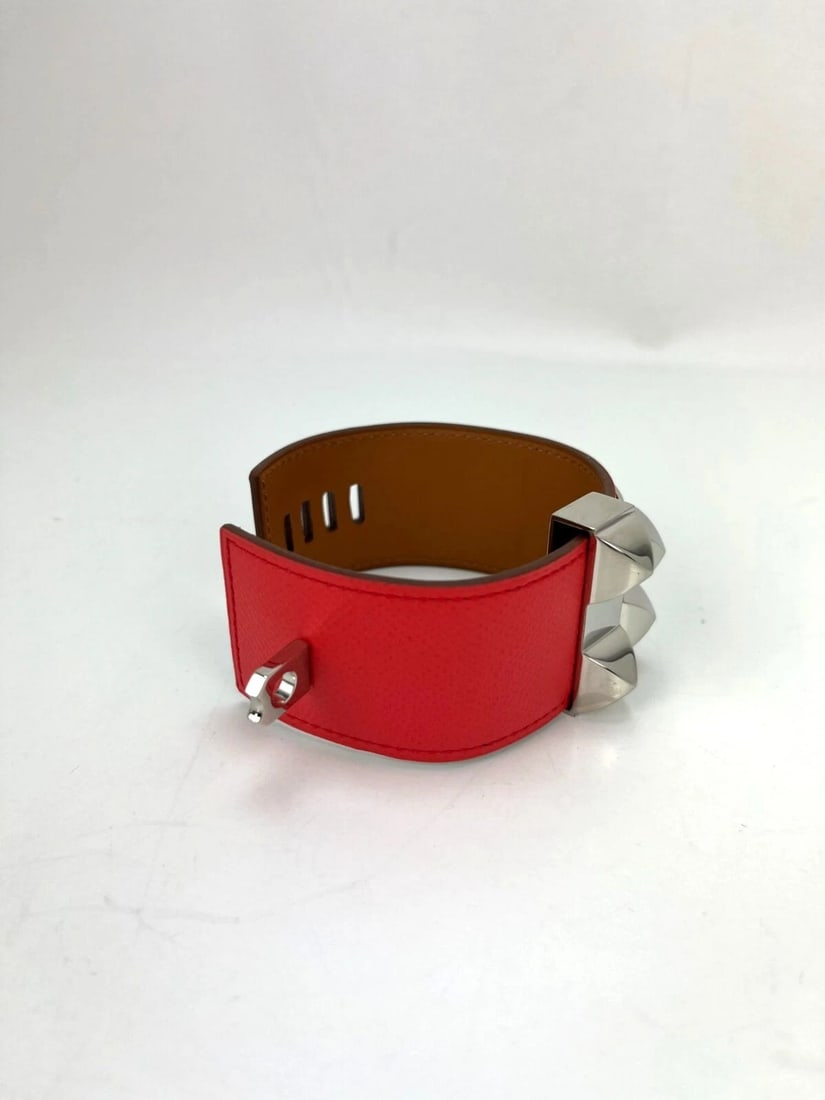 Hermes Leather COLLIER DE CHIEN CDC Rose Jaipur Epsom Bracelet - 3