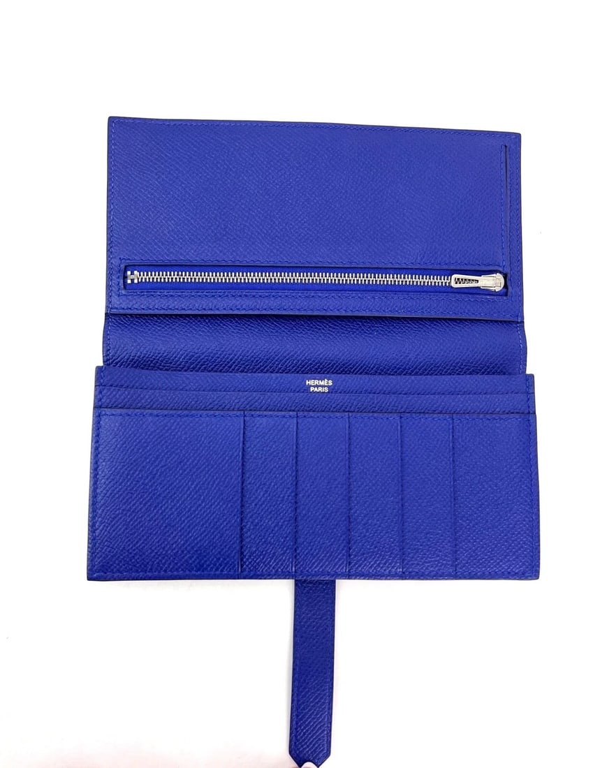 Hermes Long Epson Bearn Gusset Electrique Bleu Wallet - 4