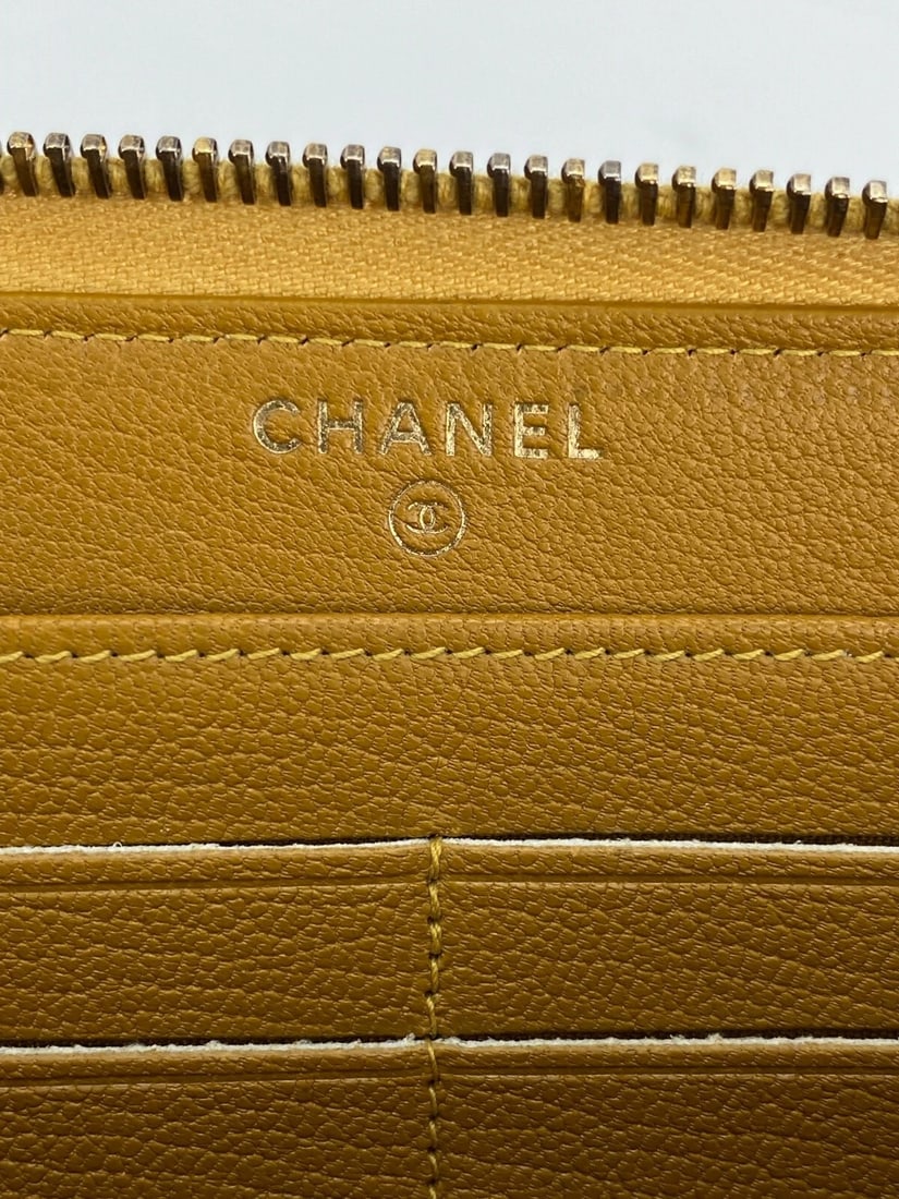 Chanel Quilted Yellow Patent Leather Brilliant Zip Around Wallet - 9