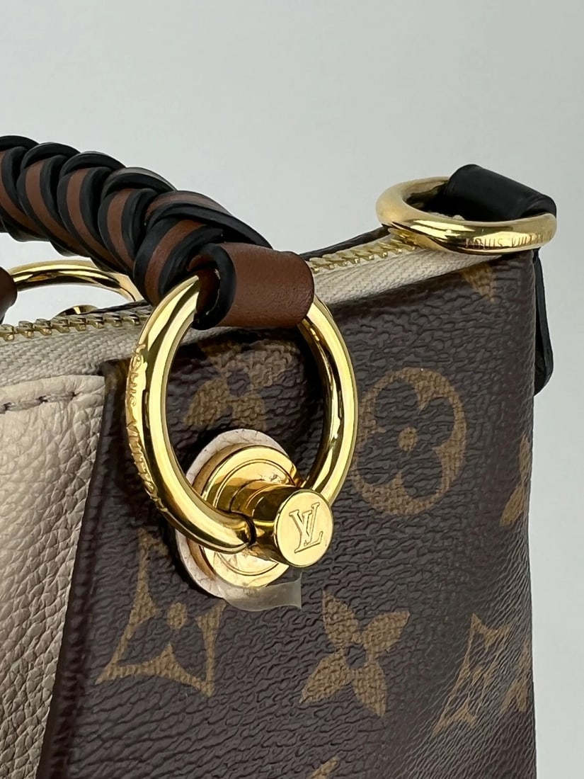 Louis Vuitton Braided V Tote MM Cream Leather Monogram Hand Bag - 6