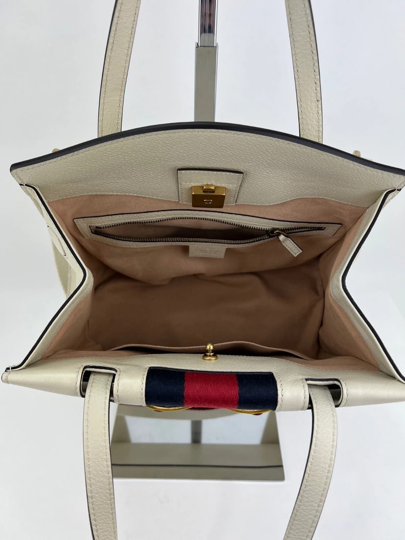 GUCCI Linea Medium Totem Web Stripped Yellow Butterfly Top Handle Bag - 11