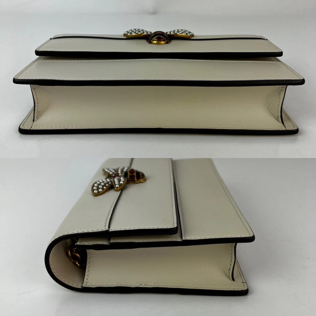 Gucci Queen Margaret Bee Wallet on a Chain Mystic White Clutch - 4