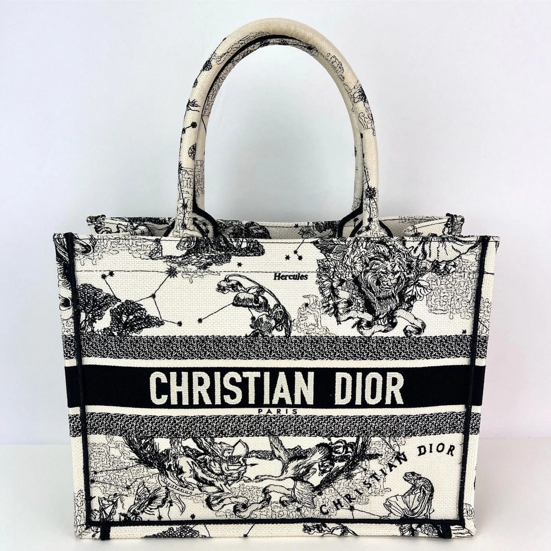 Christian Dior Book Embroidered Canvas MM Stars and Signs Black Tote - 11
