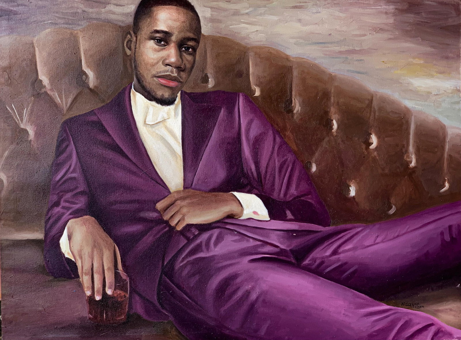 Afolayan Emmanuel, Gentle Hold of the Couch -21st Century, Contemporary, Figurative Painting, Oil, - 10