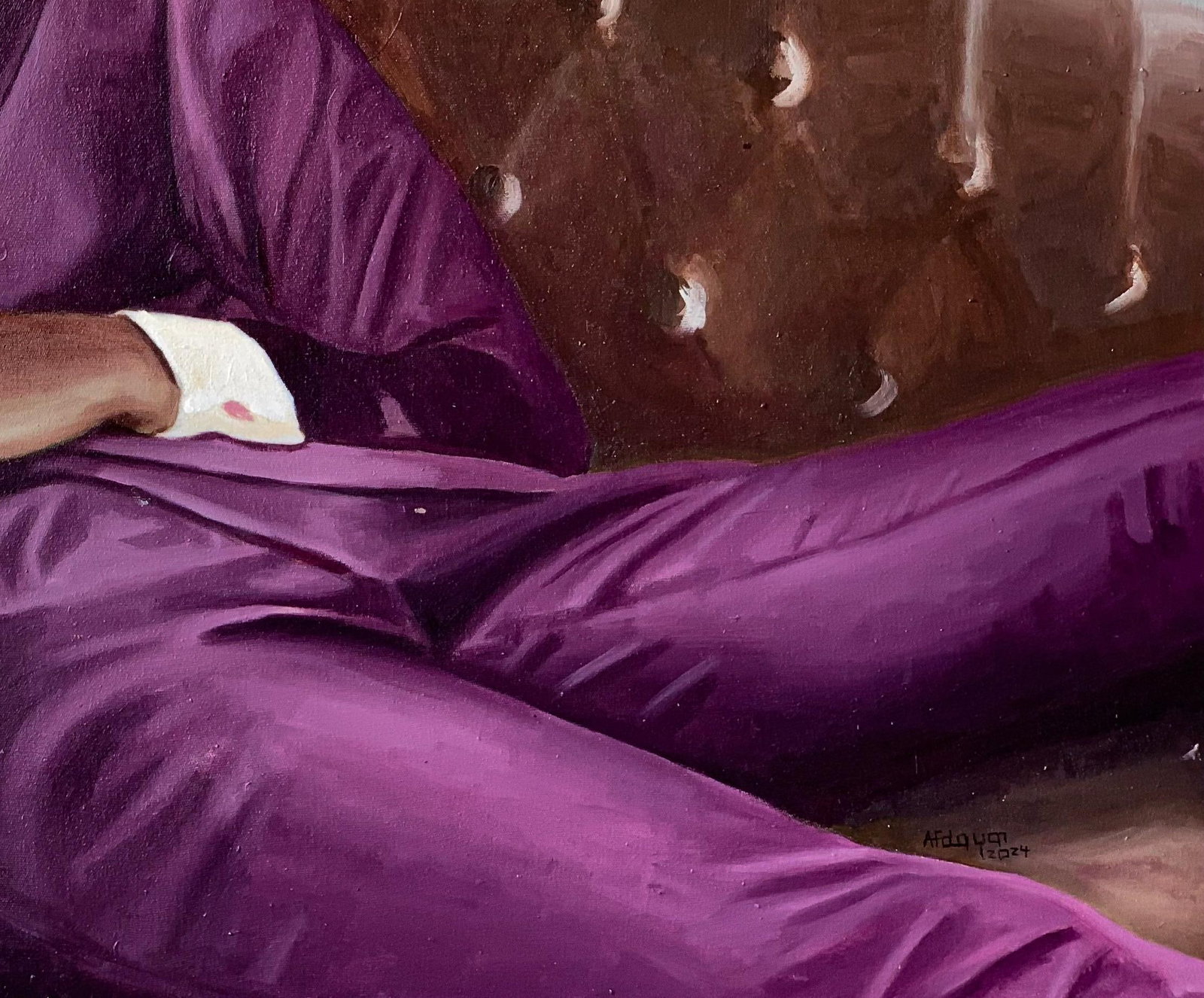 Afolayan Emmanuel, Gentle Hold of the Couch -21st Century, Contemporary, Figurative Painting, Oil, - 14