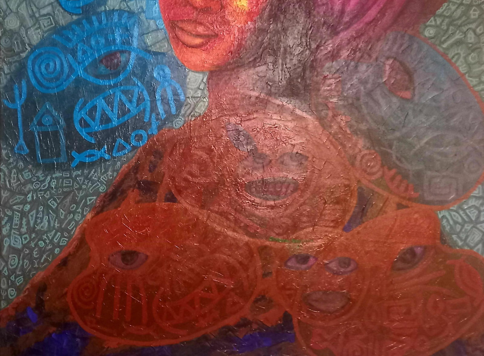 Omonu Salisu, Motherhood 2 -21st Century, Contemporary, Portrait Painting, Acrylic, Women Art, 2021 - 11