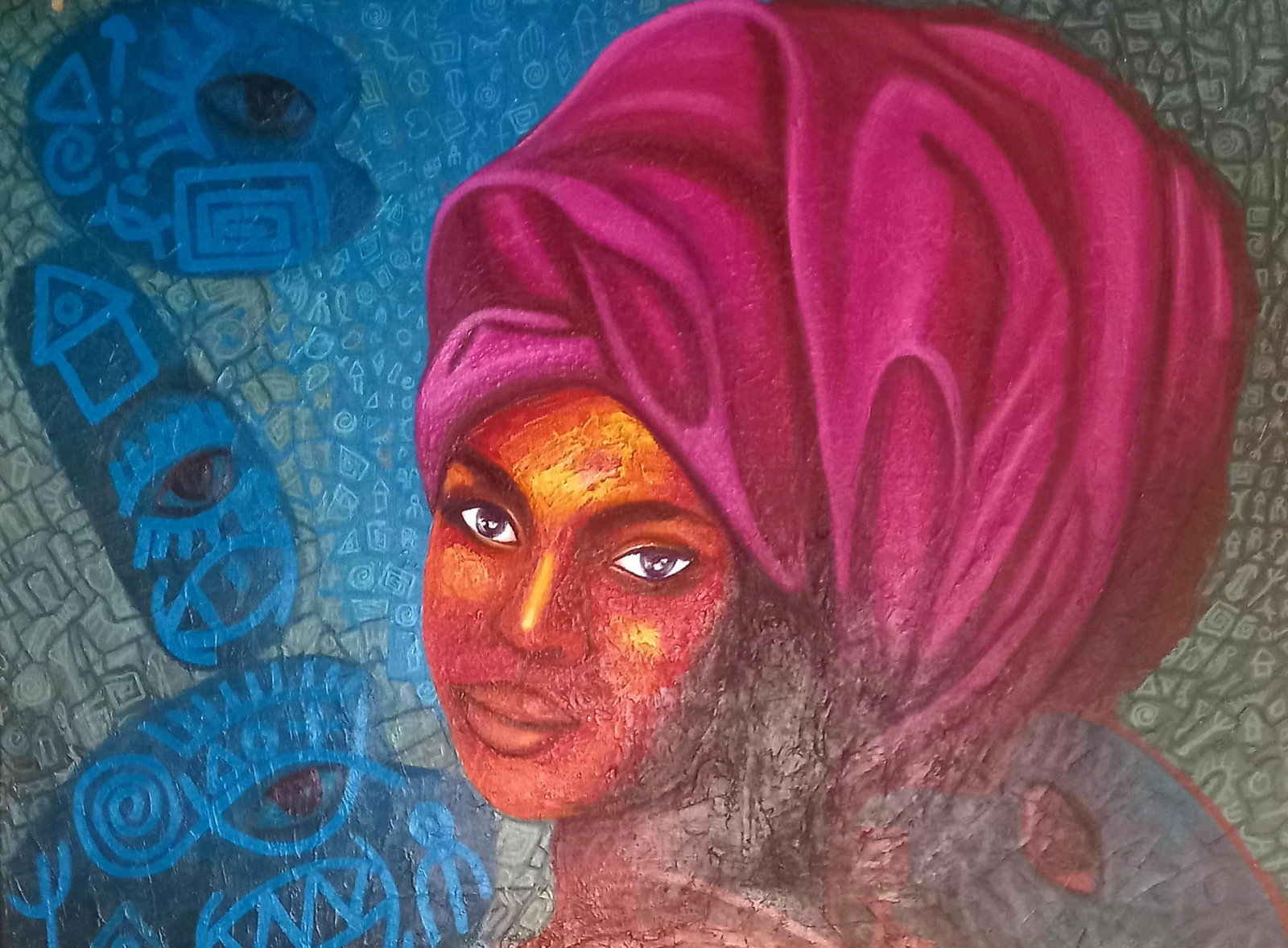 Omonu Salisu, Motherhood 2 -21st Century, Contemporary, Portrait Painting, Acrylic, Women Art, 2021 - 2