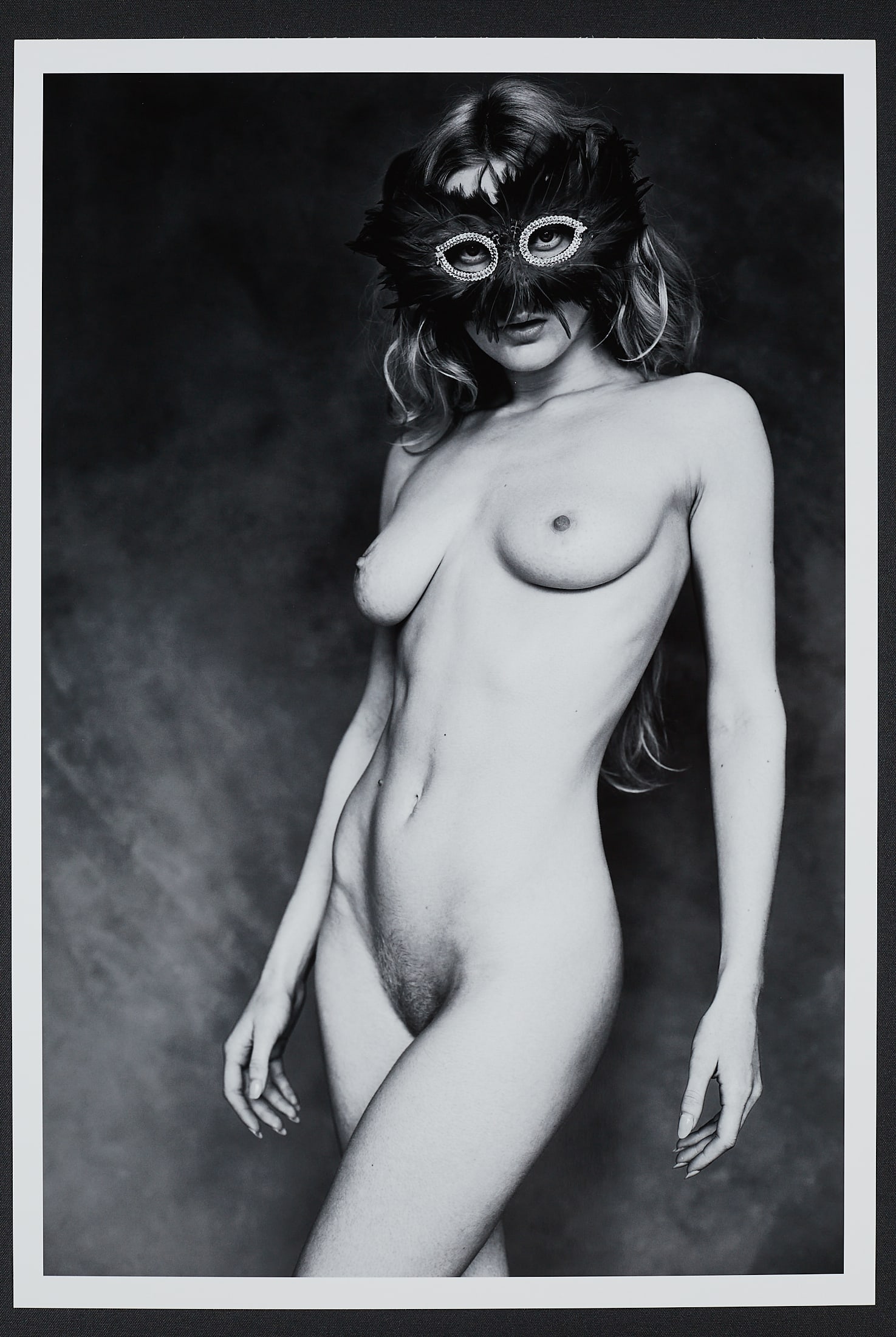 Masked: Artist: Spiros Politis (1969-) Title:Masked Date/Period: 2025 Materials:photography Size:19" x13" Description:Nude portrait of Parisian model wearing a mask.Giclee print on Canson Baryta Prestige II