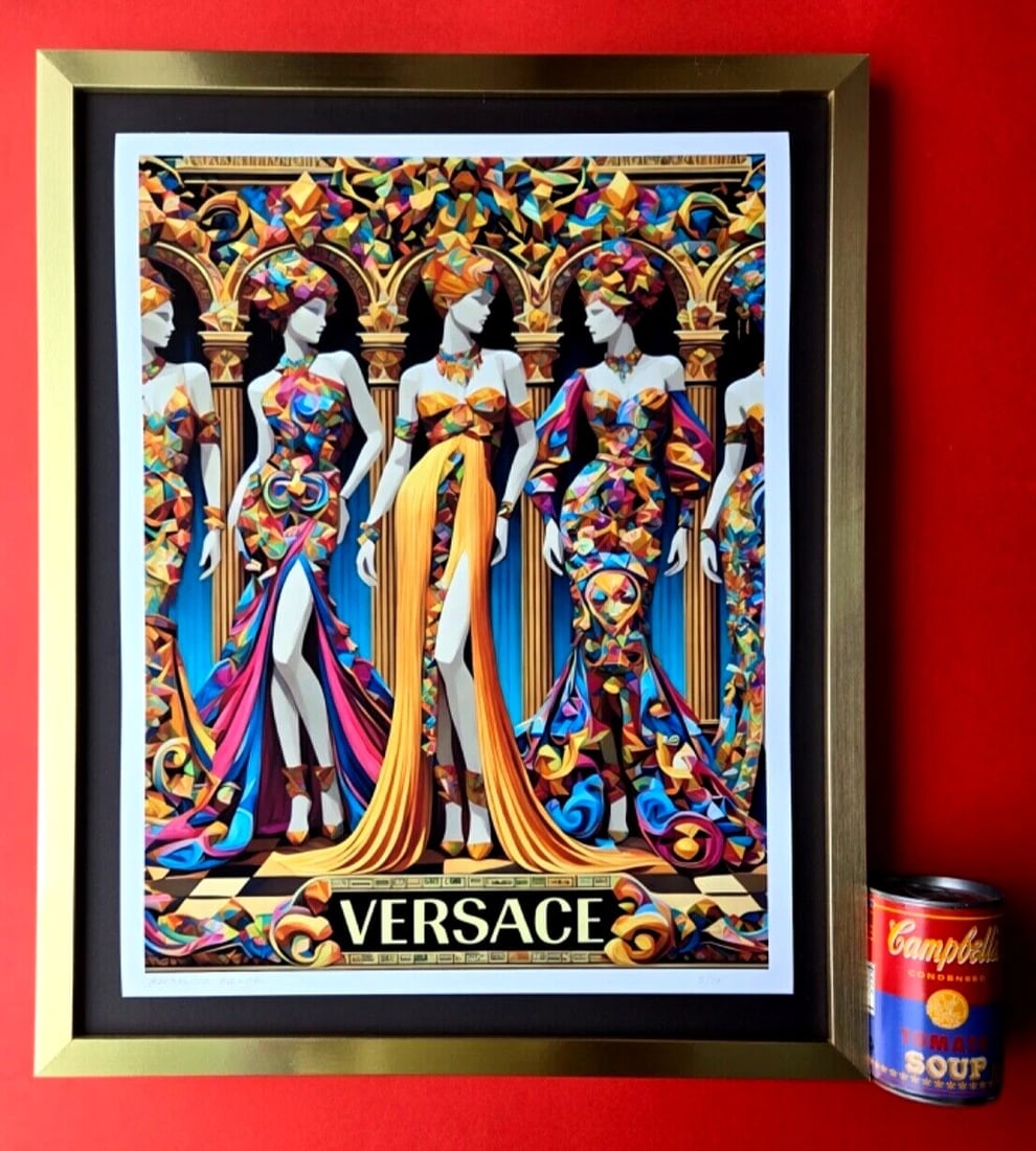 ALEXANDER DULAC + VERSACE LARGE Hand Signed Authentic Print LtdEd of 10 COA: Up for Sale is this Beautiful and Elegant Hand Signed Authentic Giclee by renowned contemporary artist ALEXANDER DU LAC " THE SPIRIT OF VERSACE " The print is 18x14in. It's mounted over a blackboard a