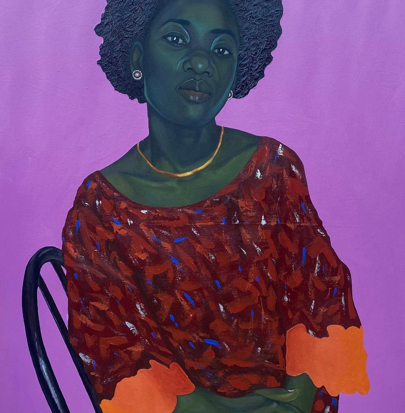 Olajire Olalekan, True Self - 21st Century, Contemporary, Realist Portrait, Woman Sitting on Chair, - 12