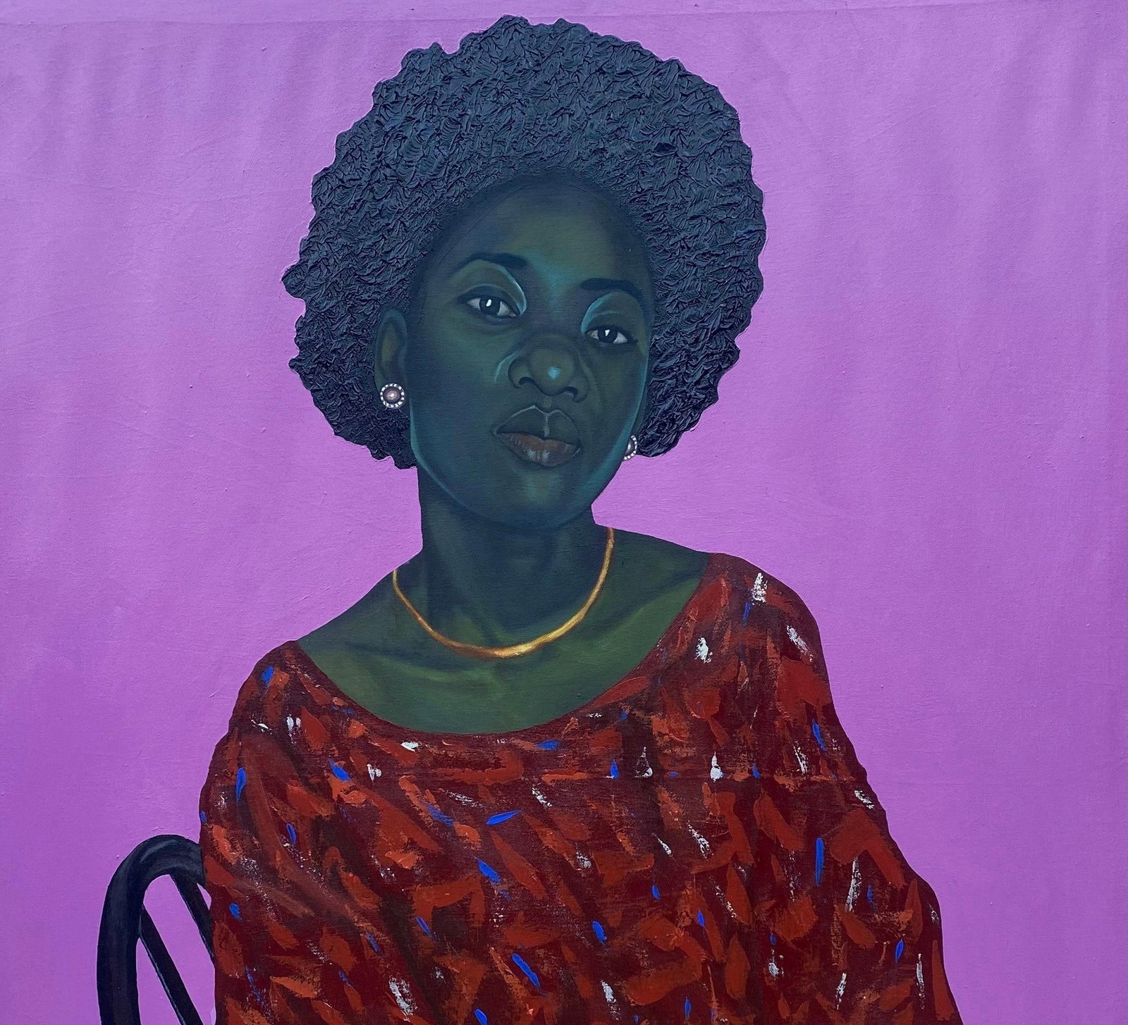Olajire Olalekan, True Self - 21st Century, Contemporary, Realist Portrait, Woman Sitting on Chair, - 2