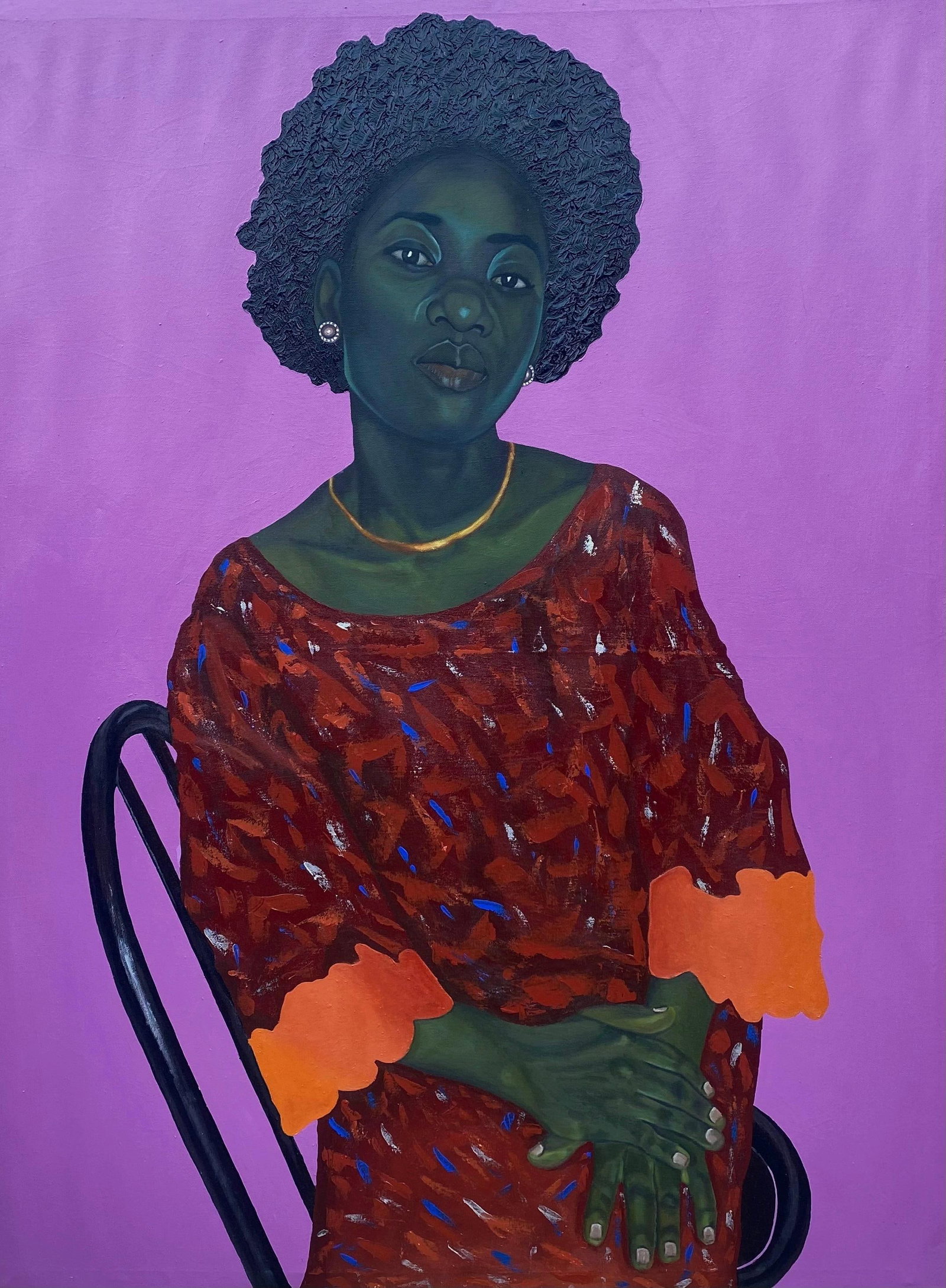 Olajire Olalekan, True Self - 21st Century, Contemporary, Realist Portrait, Woman Sitting on Chair, - 5