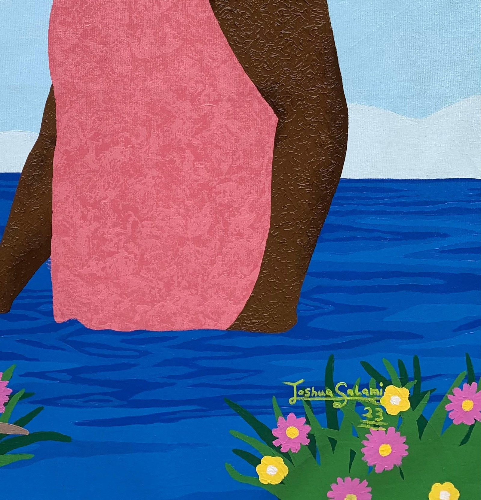 Joshua Salami, Sometimes At The Beach - 21st Century, Expressionist, Figurative Landscape, Men, 2023 - 2