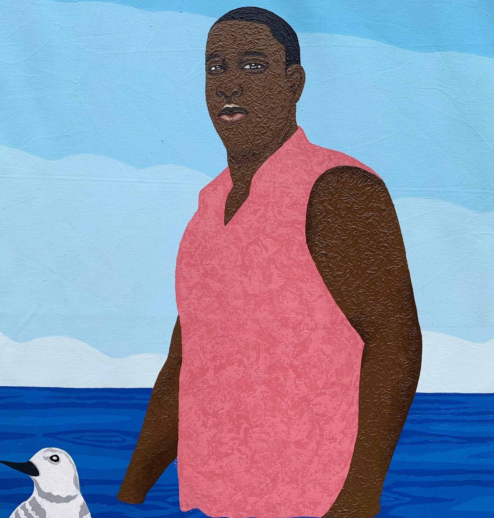Joshua Salami, Sometimes At The Beach - 21st Century, Expressionist, Figurative Landscape, Men, 2023 - 3