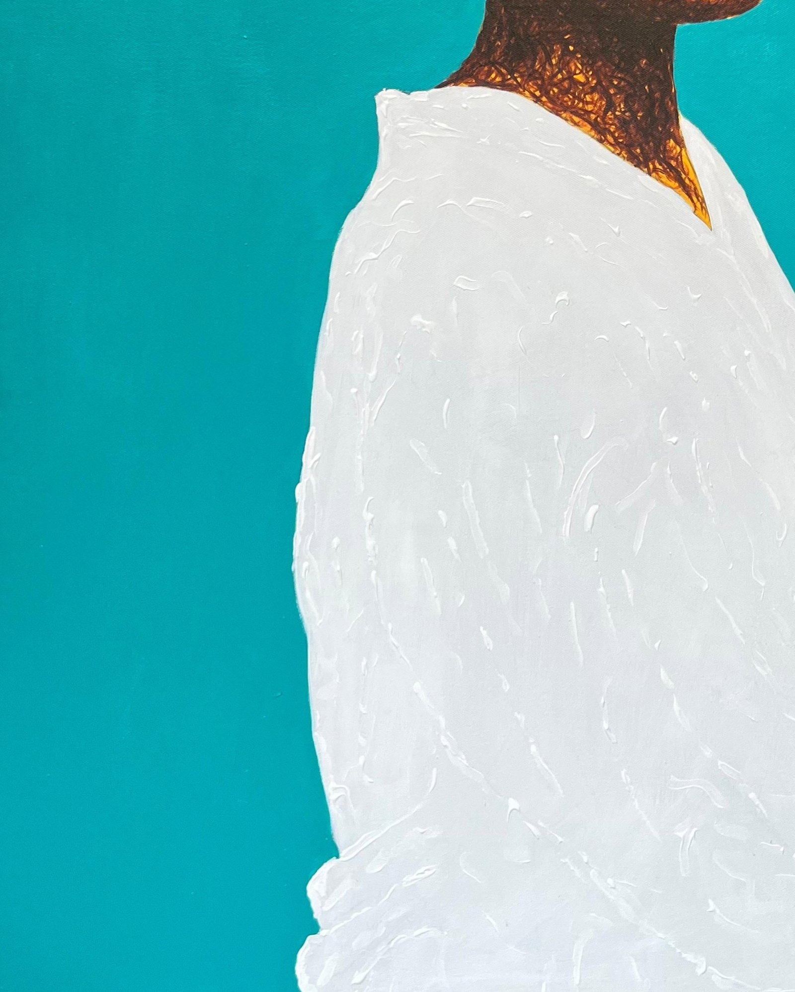 Daniel Owoeye, Untitled - 21st Century, Contemporary, Figurative Portrait, Woman on White, Blue, - 7