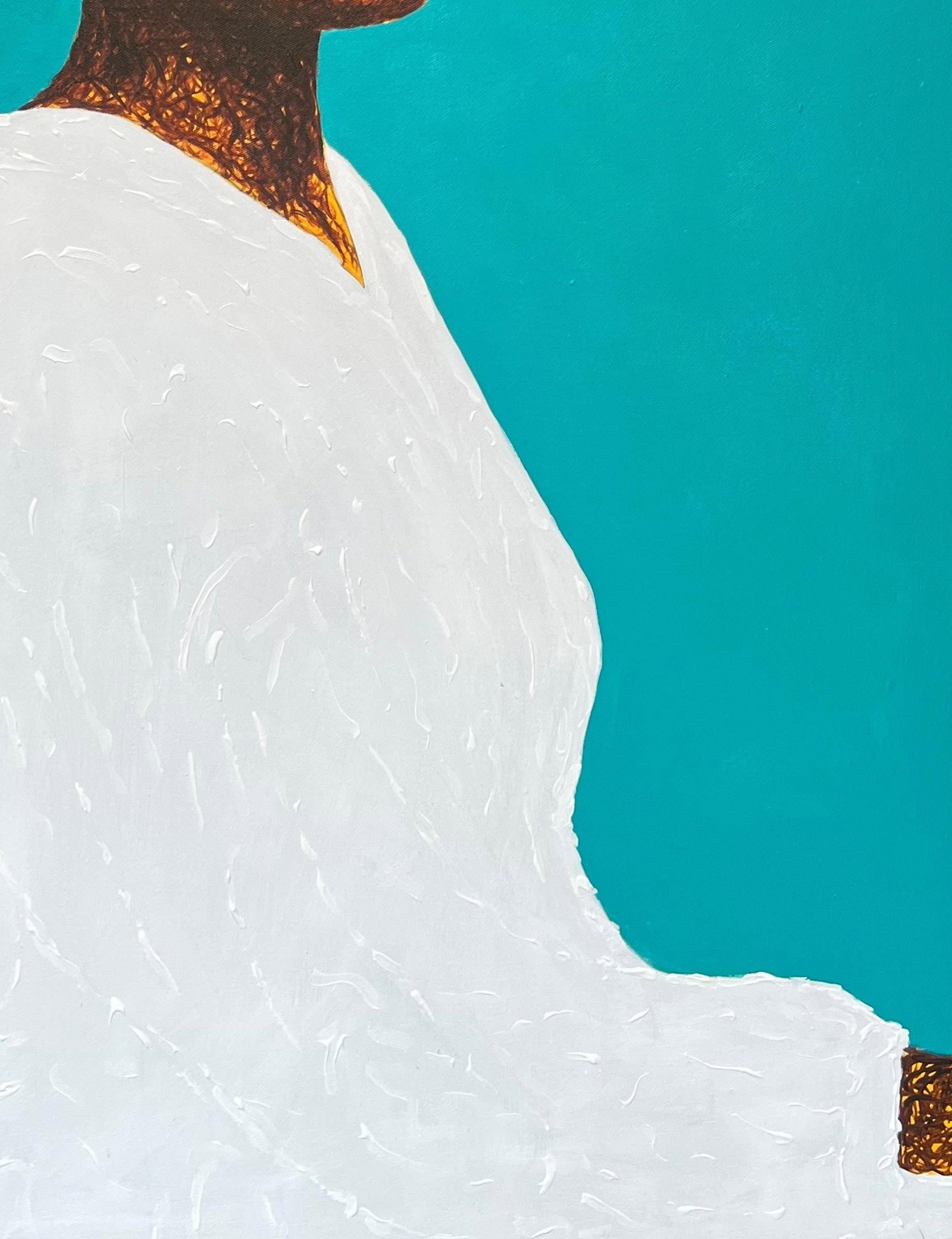 Daniel Owoeye, Untitled - 21st Century, Contemporary, Figurative Portrait, Woman on White, Blue, - 14