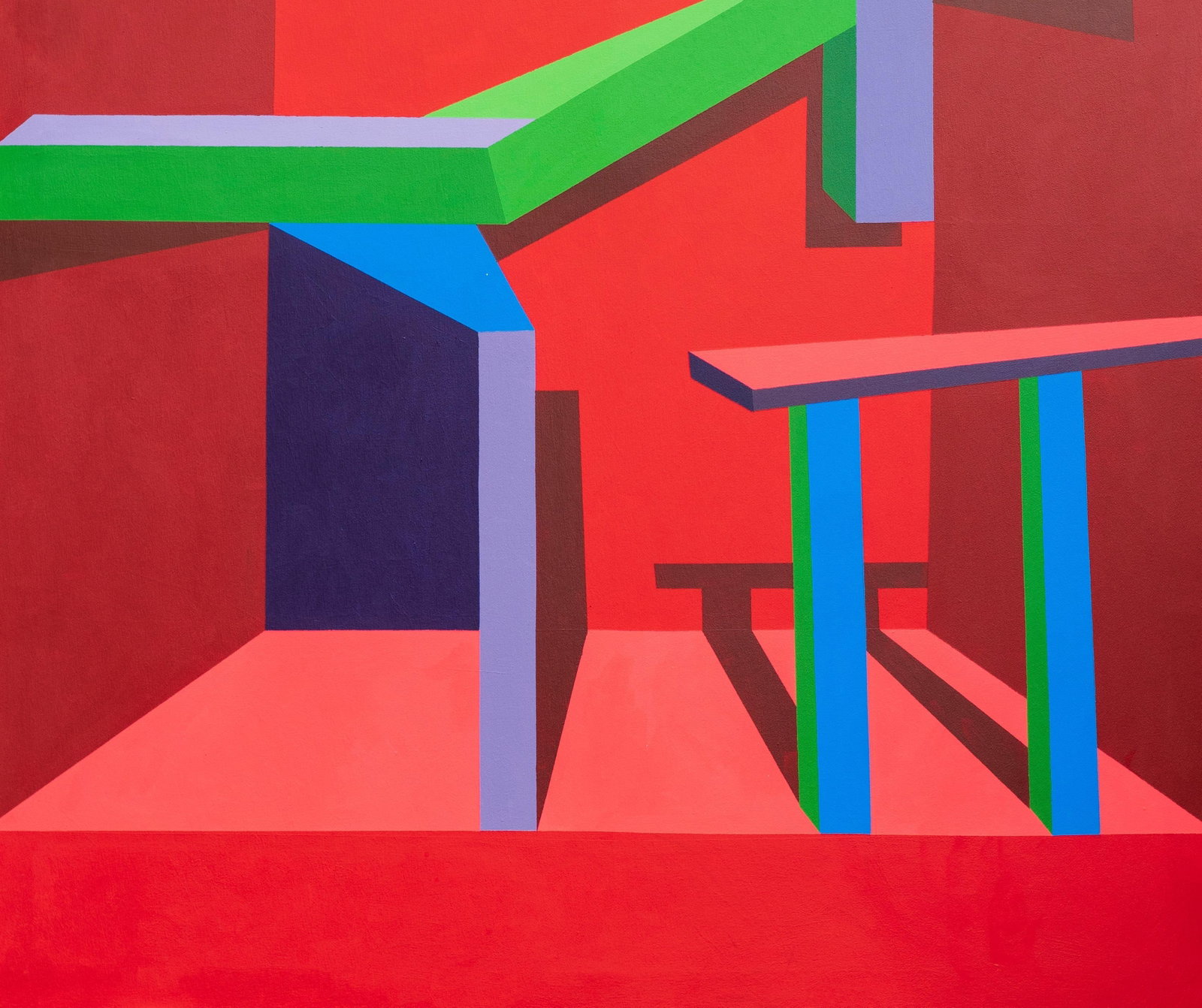 Chinedu Chidebe, Red Room Synergy -21st Century, Contemporary, Geometric Abstract, Interior Shape, - 11