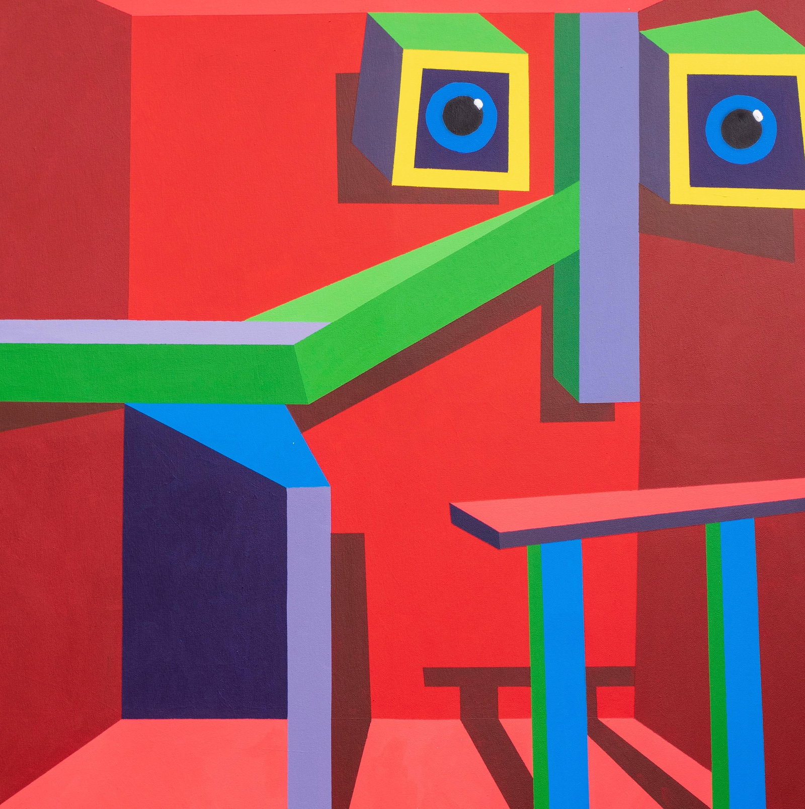 Chinedu Chidebe, Red Room Synergy -21st Century, Contemporary, Geometric Abstract, Interior Shape, - 12