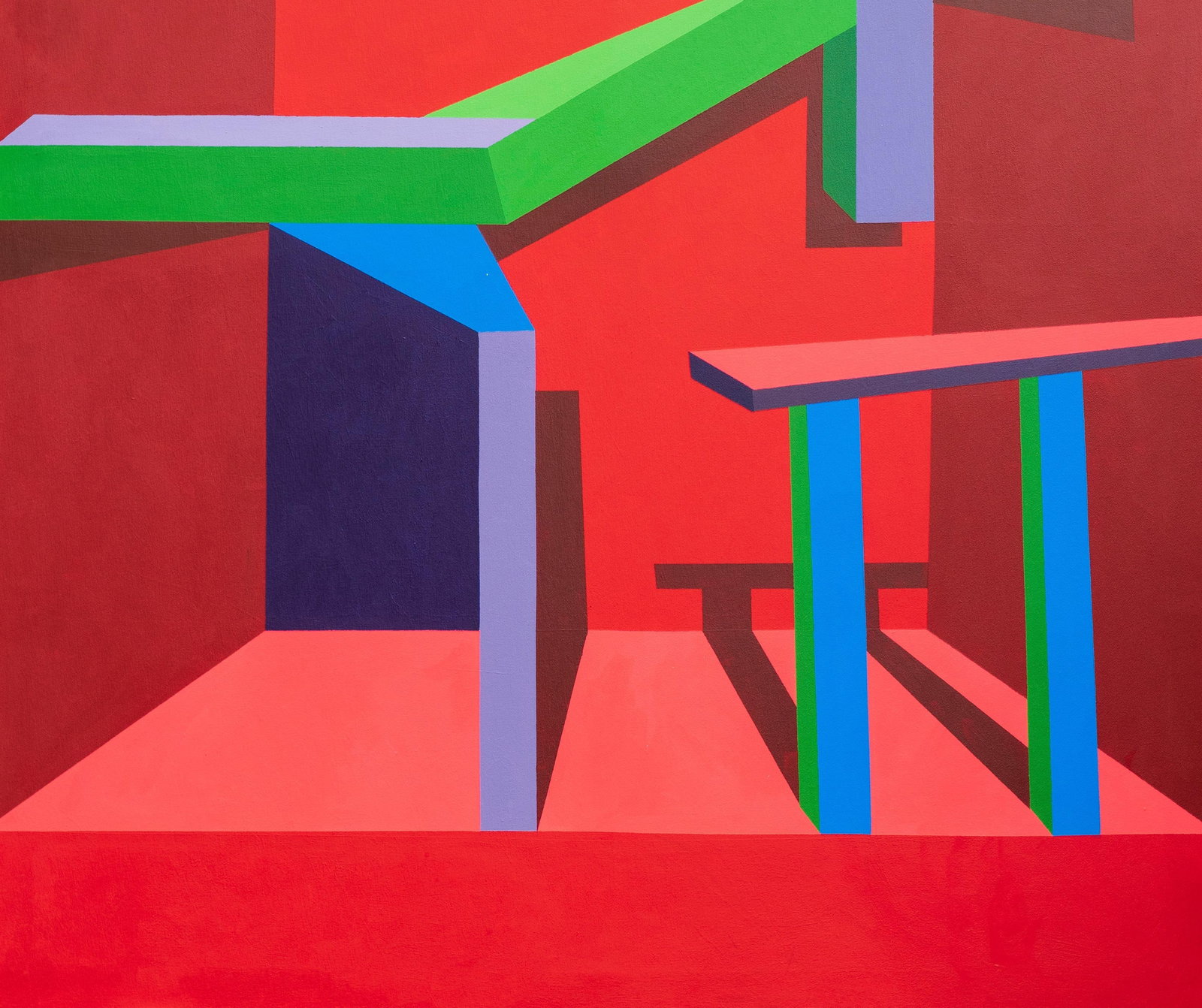 Chinedu Chidebe, Red Room Synergy -21st Century, Contemporary, Geometric Abstract, Interior Shape, - 3