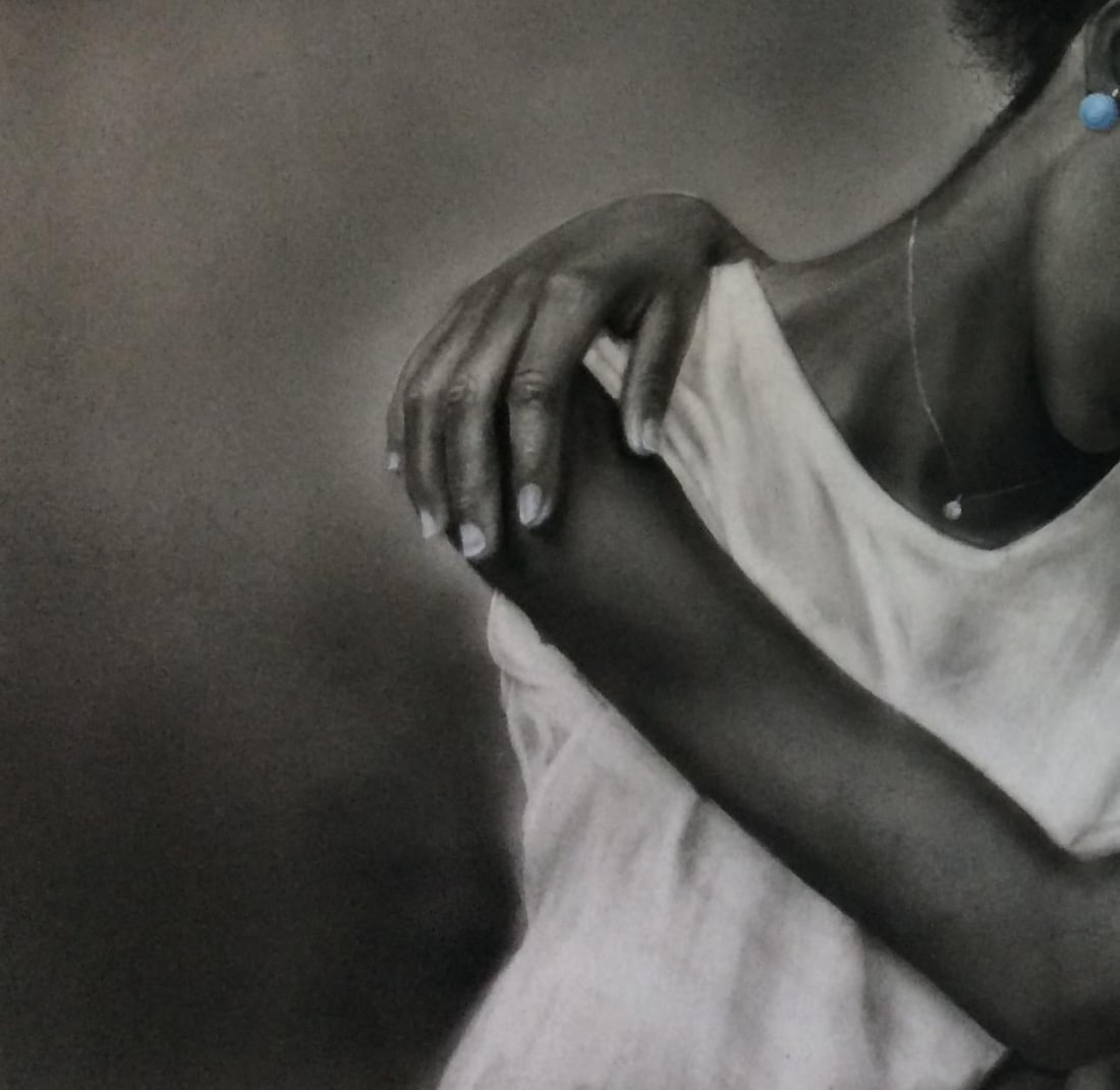 Sayeed Momoh, Sisters - 21st Century, Contemporary, Figurative Portrait, Love, Black and White, 2024 - 16