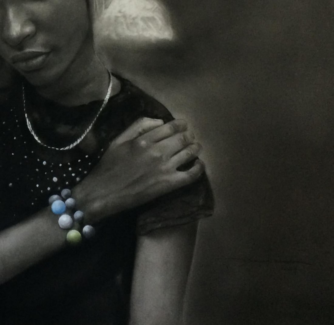 Sayeed Momoh, Sisters - 21st Century, Contemporary, Figurative Portrait, Love, Black and White, 2024 - 17