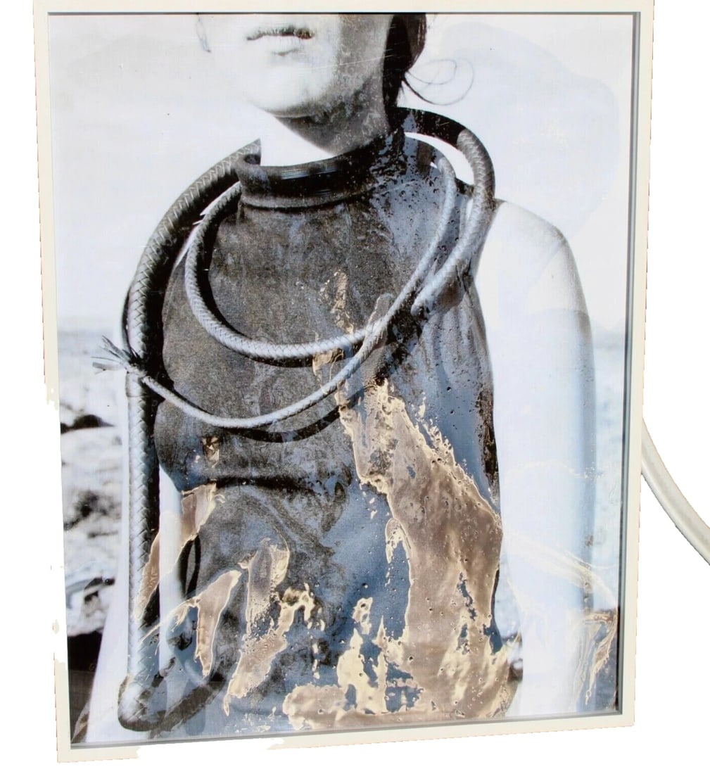 Girl Wearing Turtleneck w/ Bullwhip Around Her Neck Enhanced Photographic Image - 2