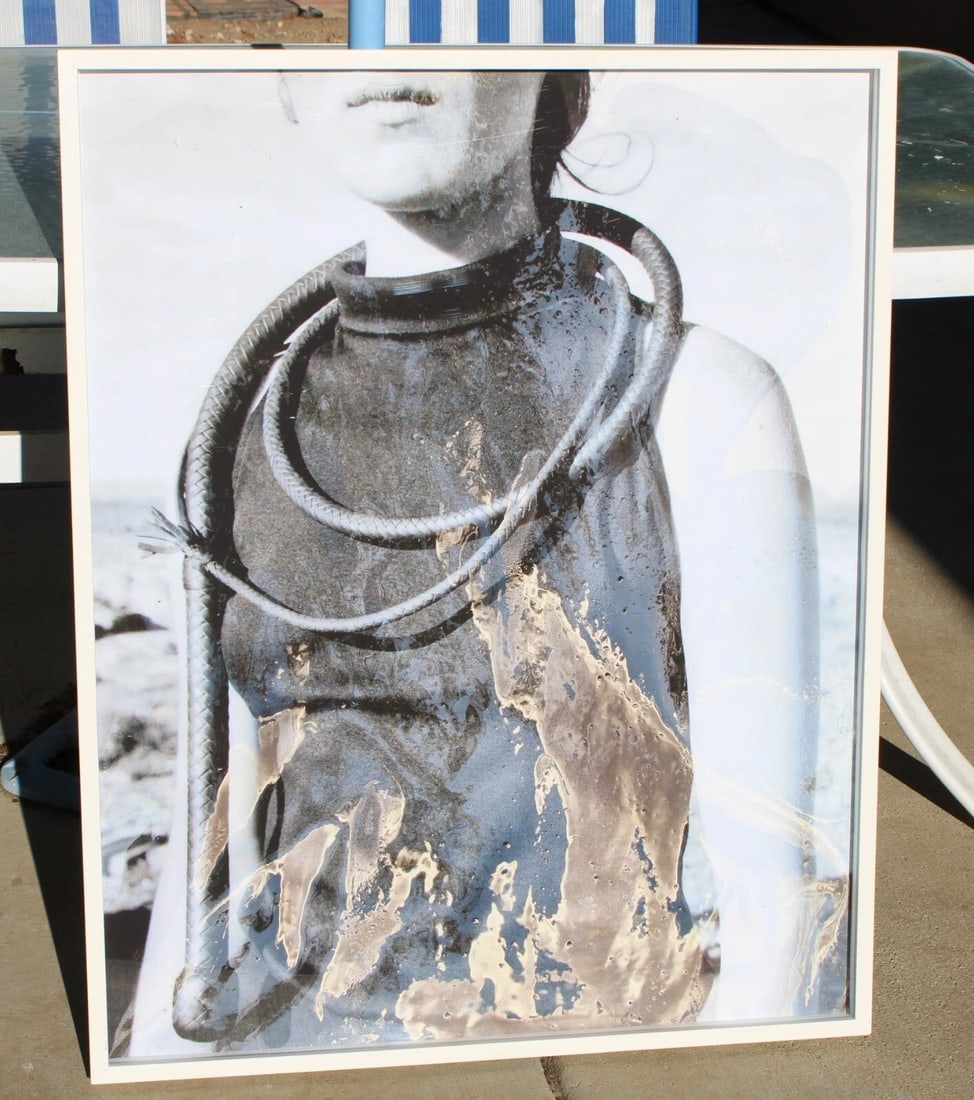 Girl Wearing Turtleneck w/ Bullwhip Around Her Neck Enhanced Photographic Image - 3