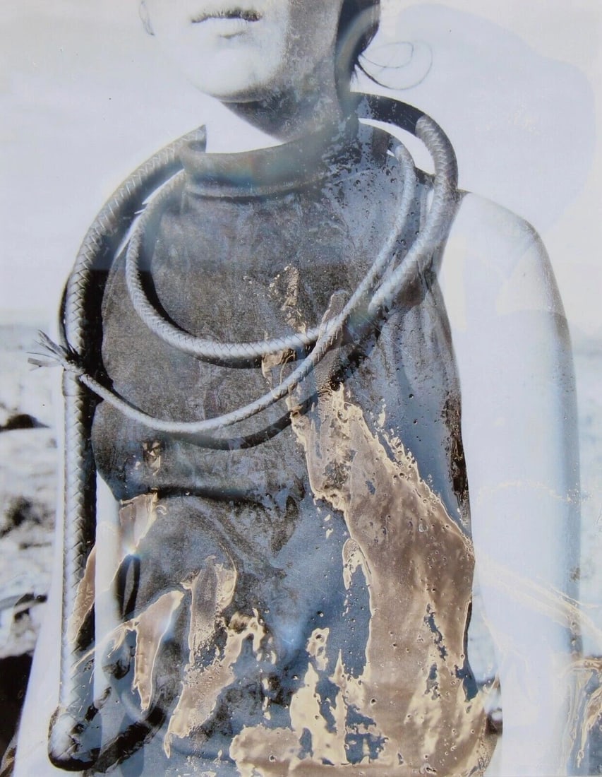 Girl Wearing Turtleneck w/ Bullwhip Around Her Neck Enhanced Photographic Image - 4
