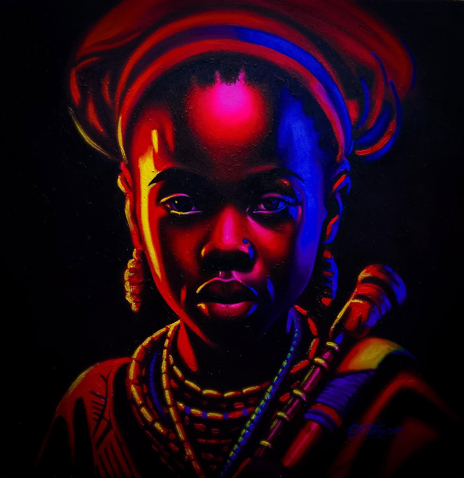Awosola Michael Angello, Sonorous Whispers of Lyrics -21st Century, Contemporary, Portrait Painting, - 4