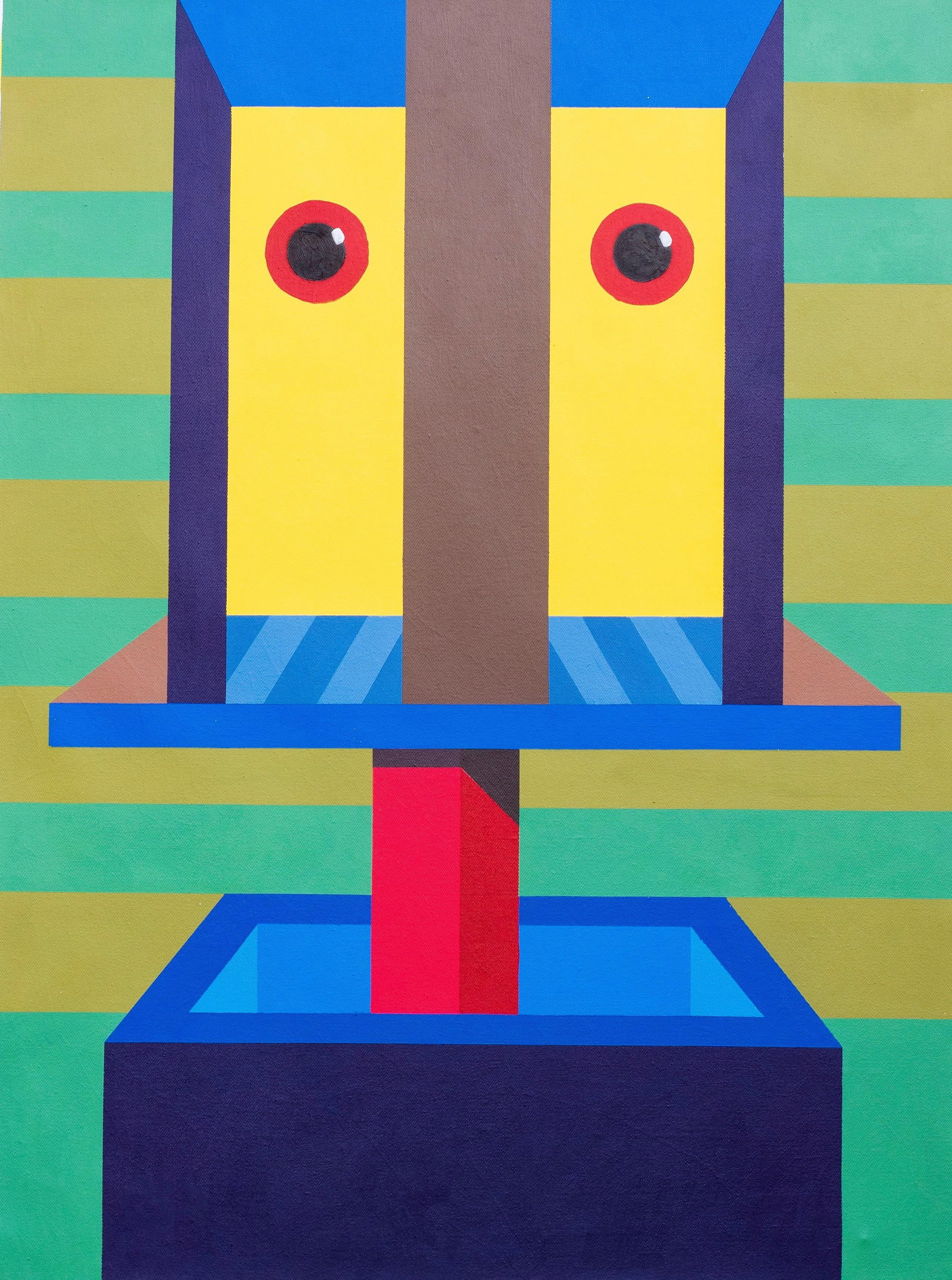 Chinedu Chidebe, Psychedelic Portal - 21st Century, Contemporary, Geometric Abstract, Interior, 2024: Creator: Chinedu Chidebe (1998, Nigerian) Creation Year: 2024 Dimensions: Height: 44 in (111.76 cm)Width: 33 in (83.82 cm)Depth: 1 in (2.54 cm) Medium: Canvas,Acrylic Movement & Style: Abstract Geomet