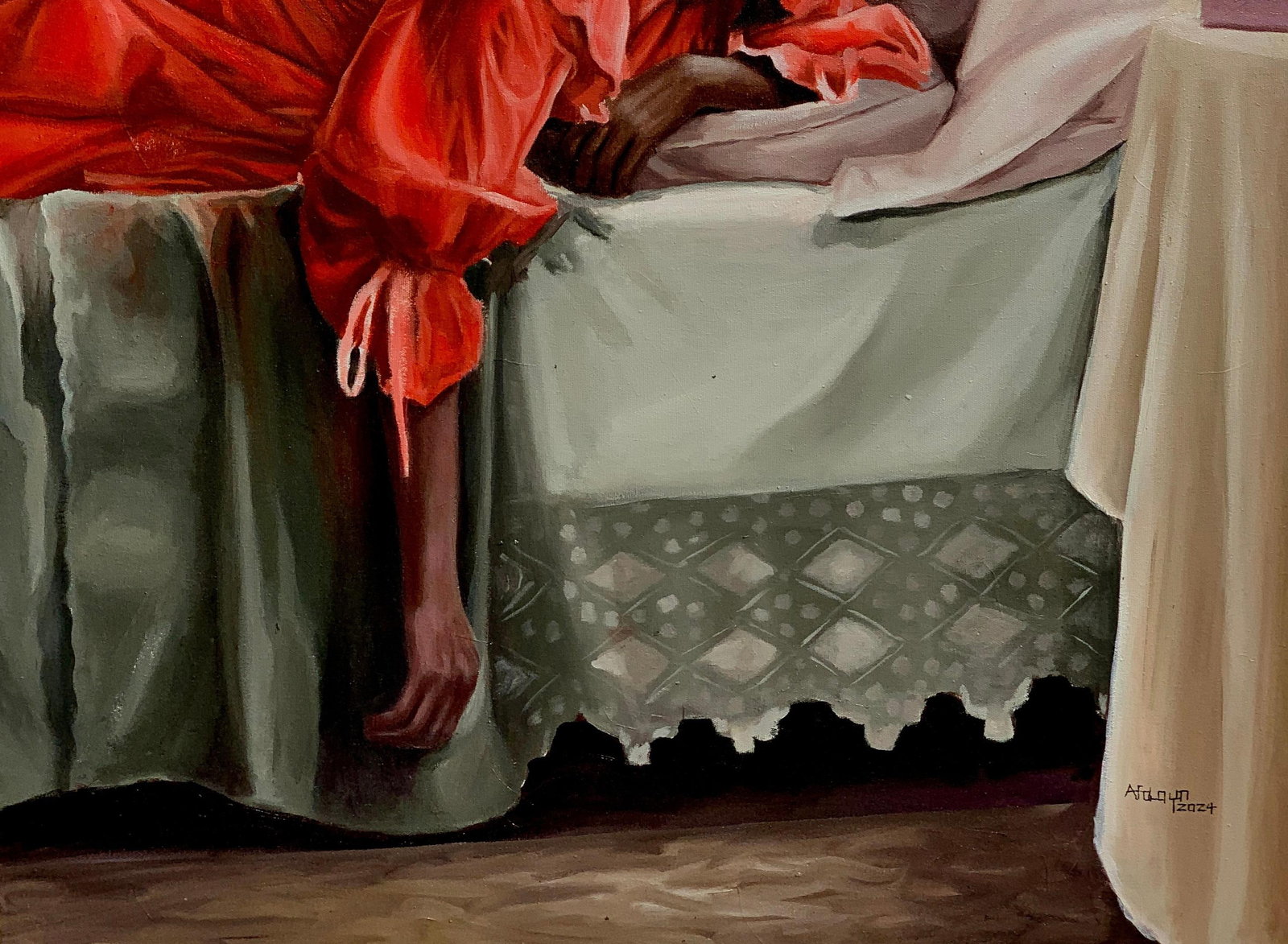 Afolayan Emmanuel, Unfurling the Past 2-21st Century, Contemporary, Figurative Painting, Oil, Women, - 2