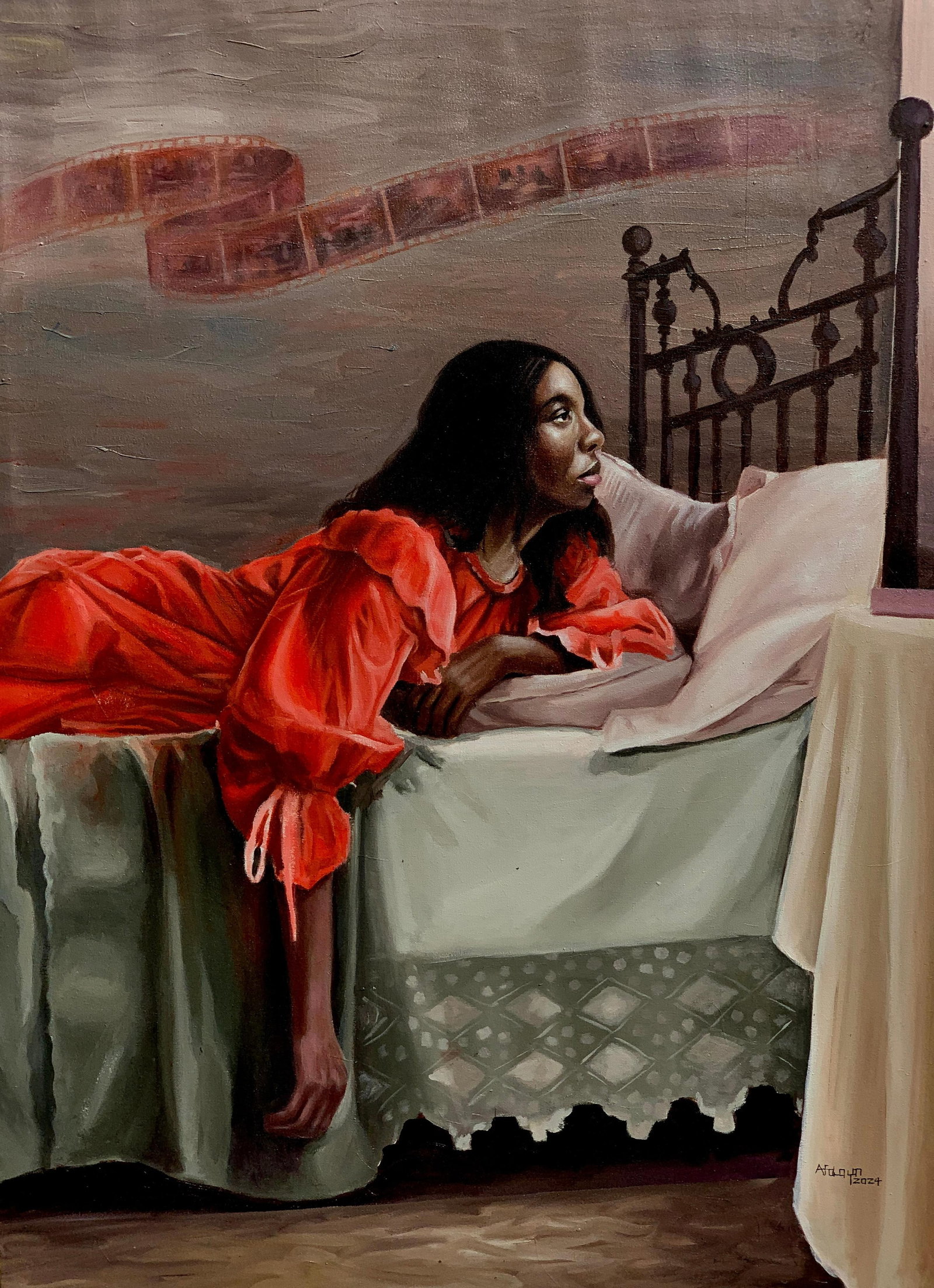 Afolayan Emmanuel, Unfurling the Past 2-21st Century, Contemporary, Figurative Painting, Oil, Women, - 4