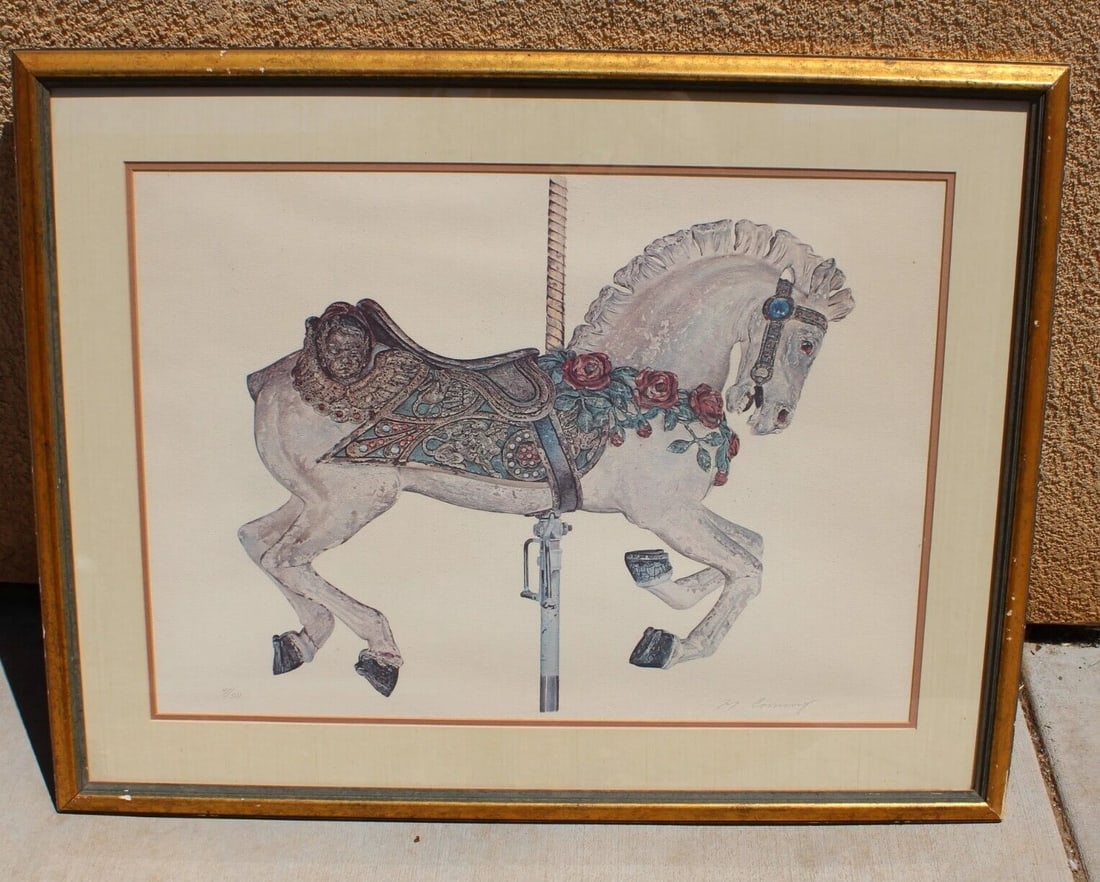 MERV CORNING Carousel Horse Signed/Numbered Lithograph 41/500 - 2